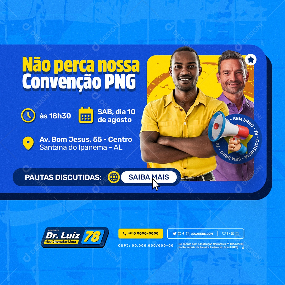 Eleições 2024 Não Perca nossa Convenção Social Media PSD Editável