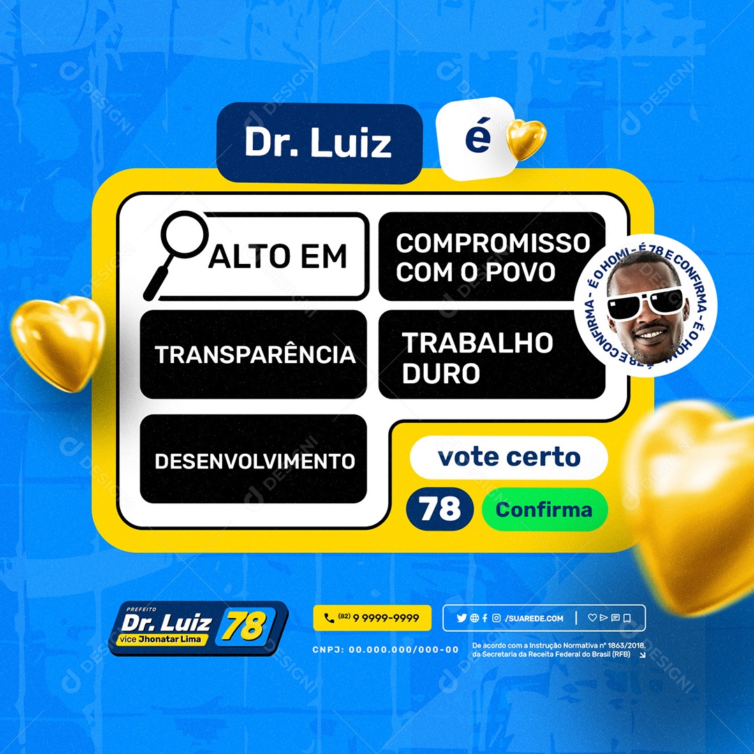 Eleições 2024 Prefeito Dr Luiz Social Media PSD Editável