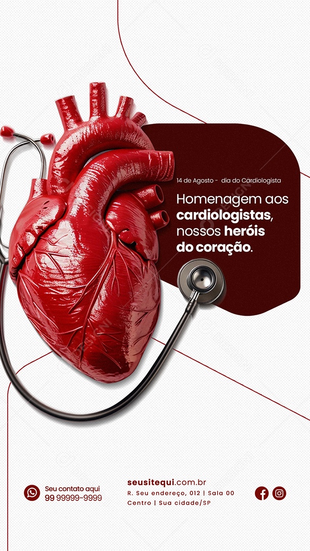 Story Dia do Cardiologista 14 de Agosto nossos Heróis do Coração Social Media PSD Editável