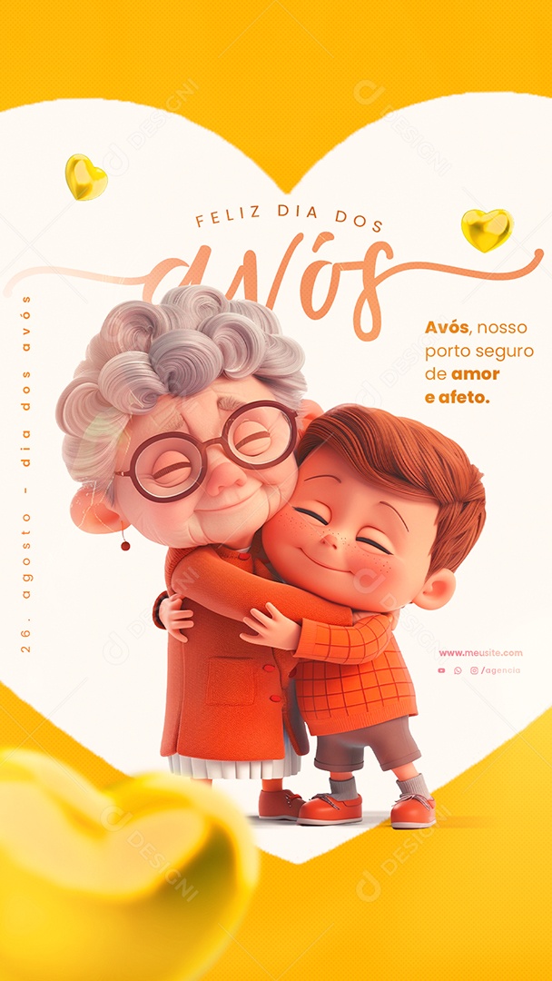Story Dia dos Avós 26 de Julho nosso Porto Seguro de Amor e Afeto Social Media PSD Editável