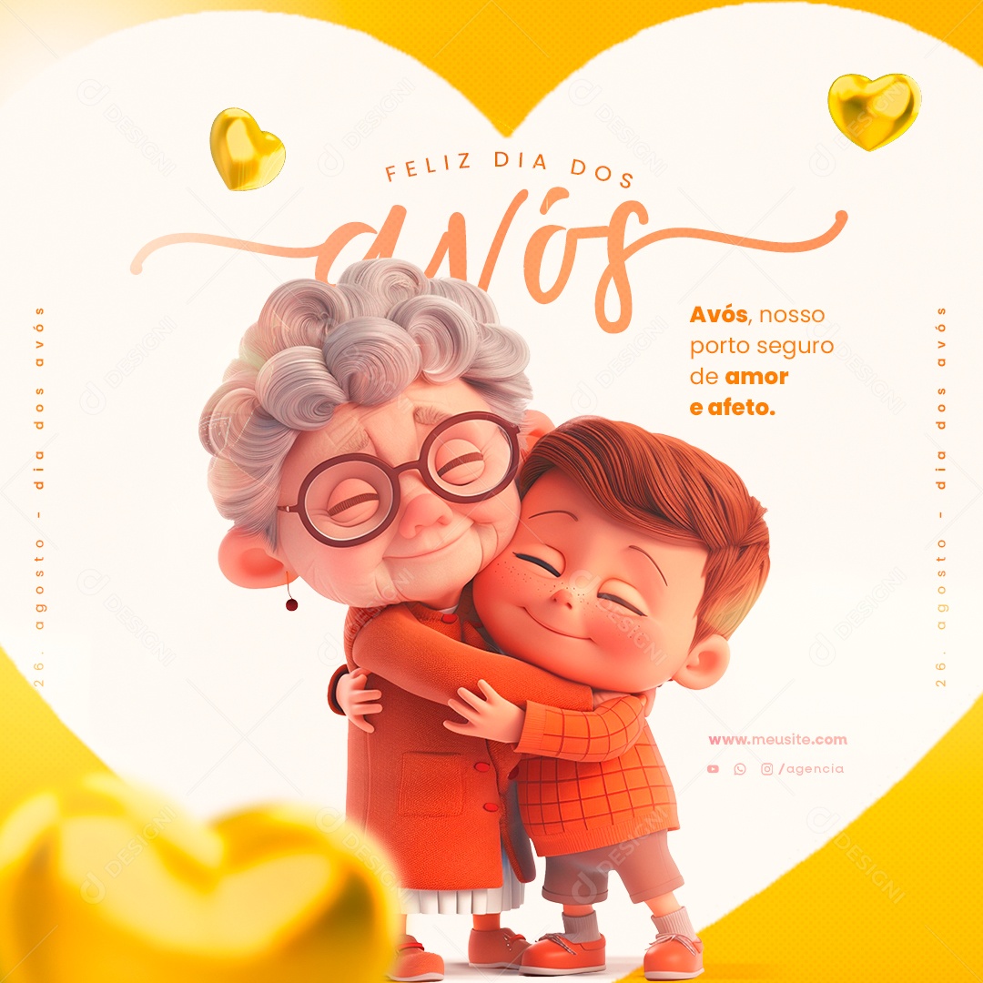 Dia dos Avós 26 de Julho nosso Porto Seguro de Amor e Afeto Social Media PSD Editável