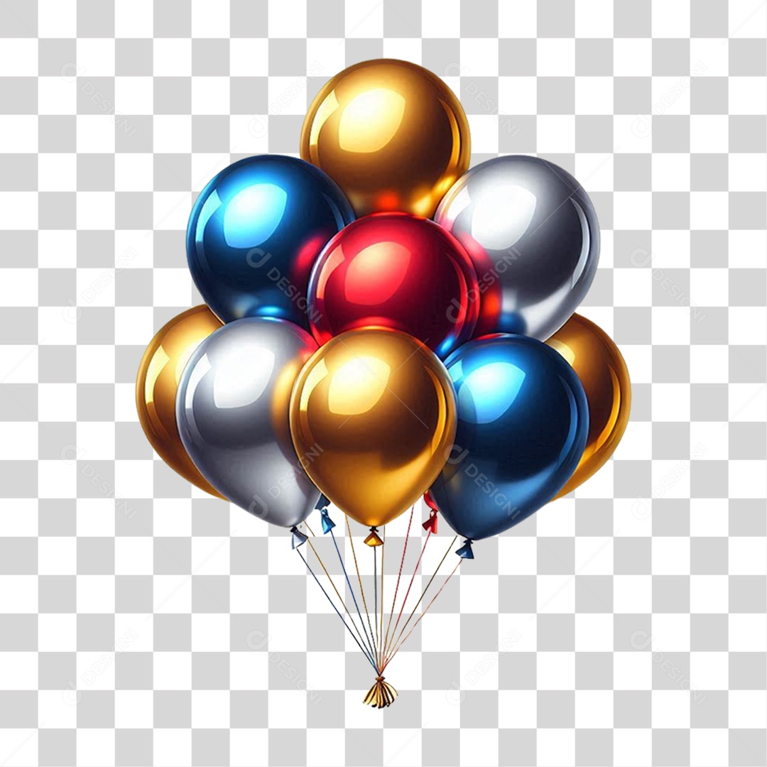 Elemento 3D Balões PNG Transparente