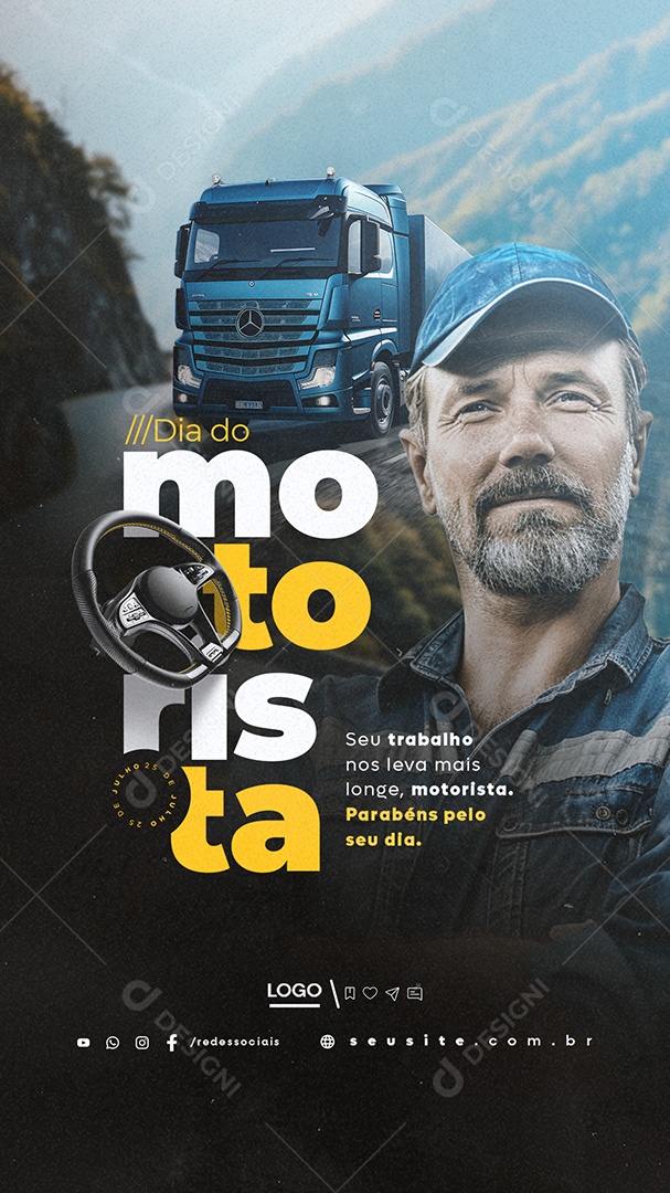 Story Dia do Motorista 25 de Julho Social Media PSD Editável