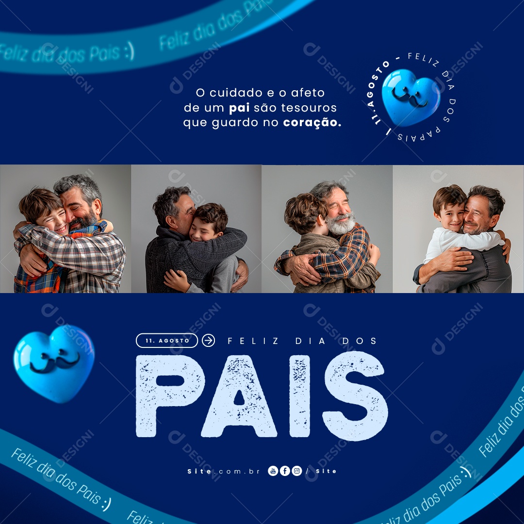 Dia Dos Pais 11 de Agosto Tesouro que Guardo no Coração Social Media PSD Editável