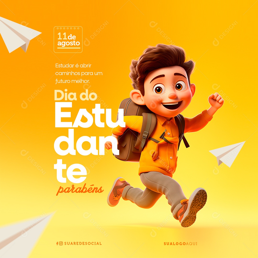 Dia do Estudante 11 de Agosto Social Media PSD Editável