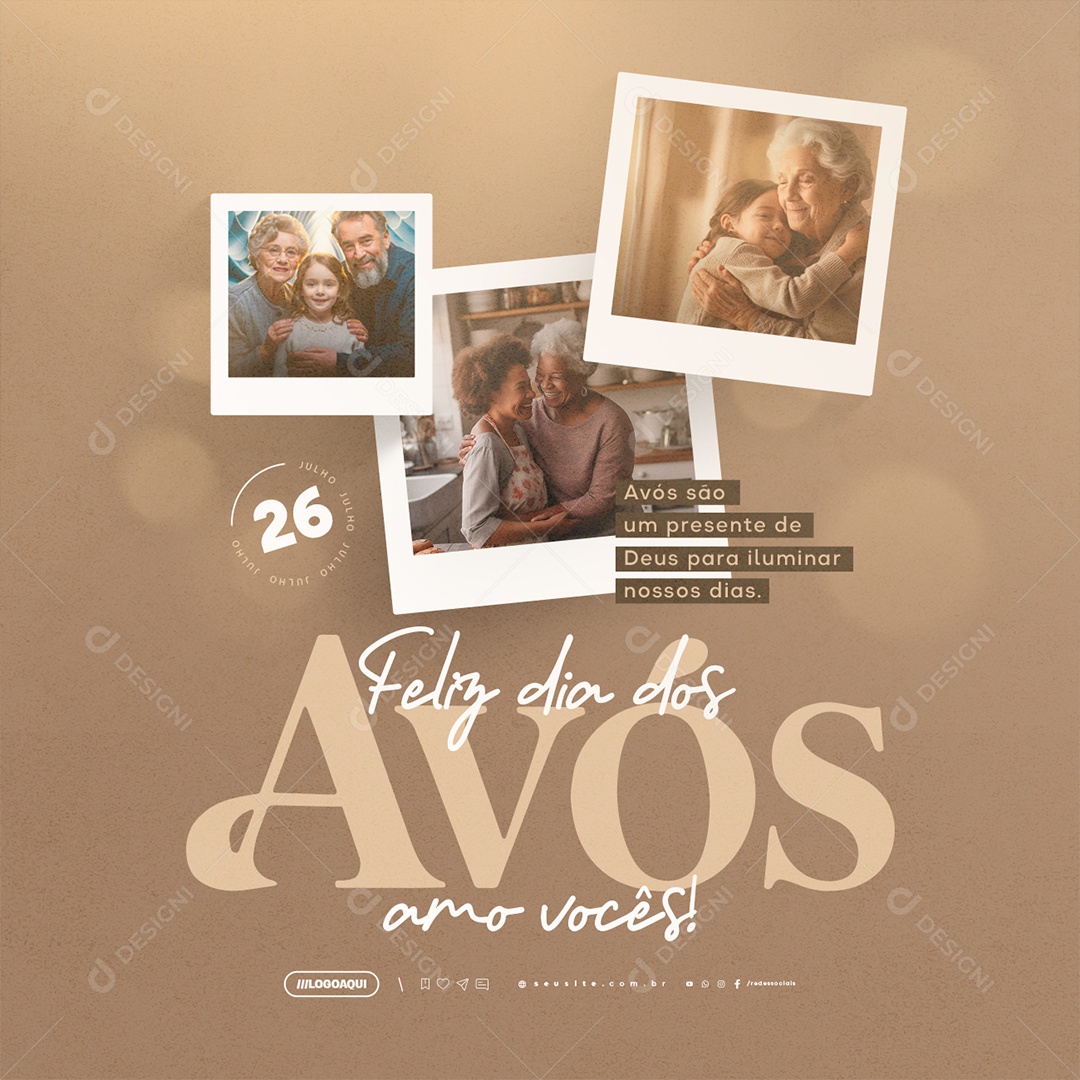 Feliz Dia dos Avós 26 de Julho Amo Vocês Social Media PSD Editável