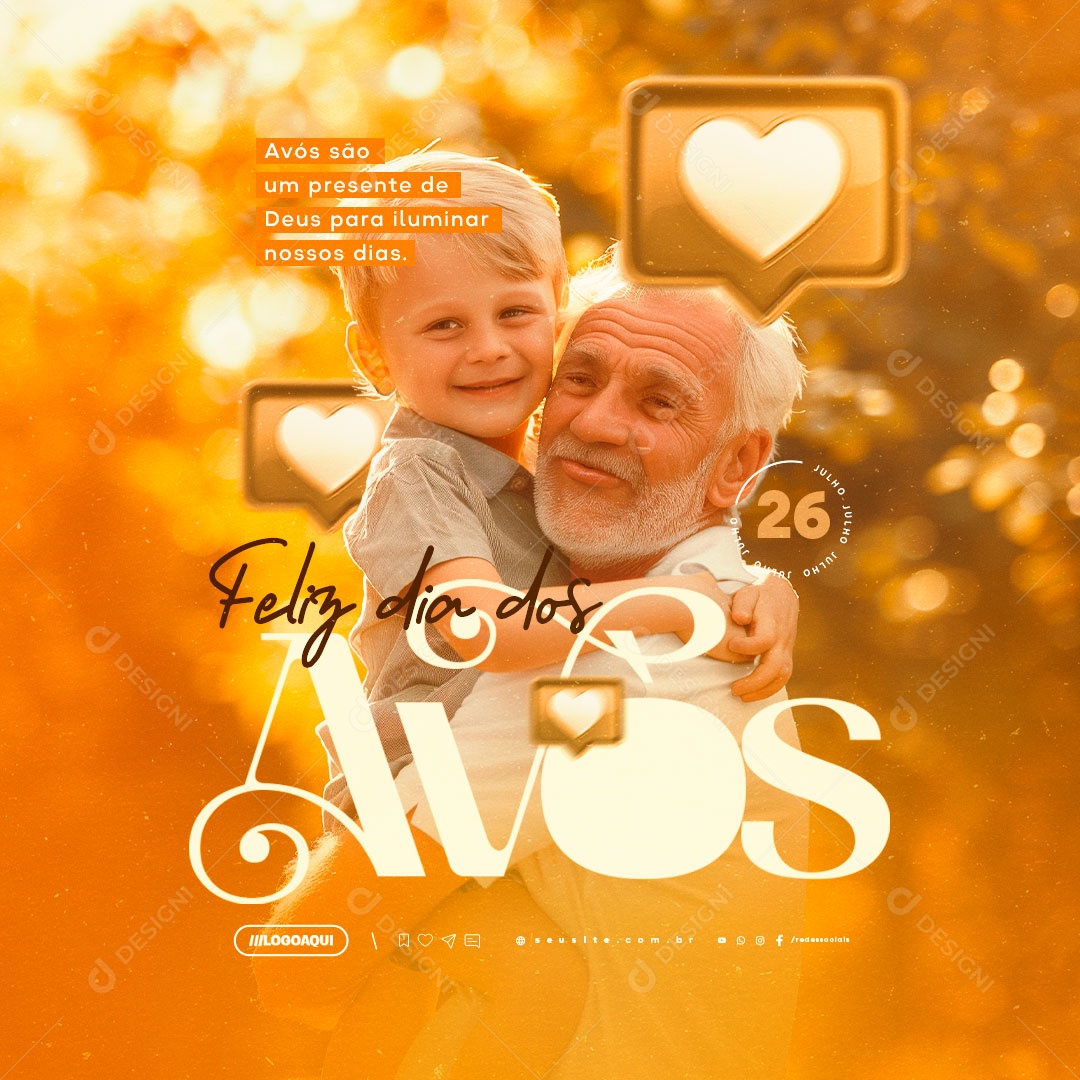 Feliz Dia dos Avós 26 de Julho Social Media PSD Editável