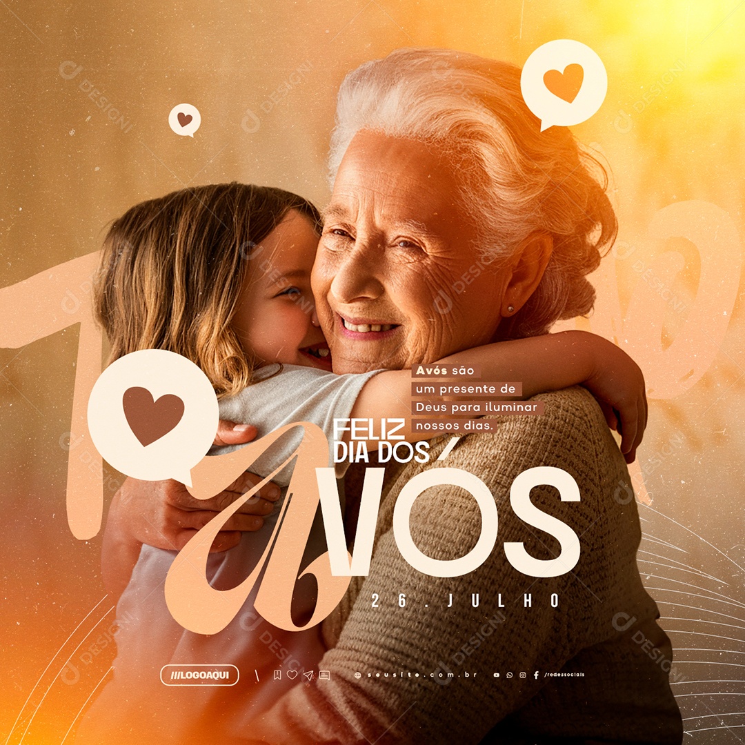 Feliz Dia dos Avós 26 de Julho Um Presente de Deus Social Media PSD Editável