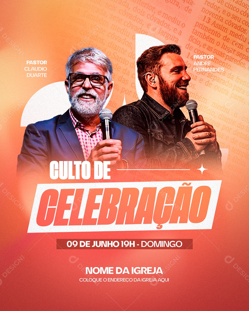 Culto de Celebração Social Media PSD Editável