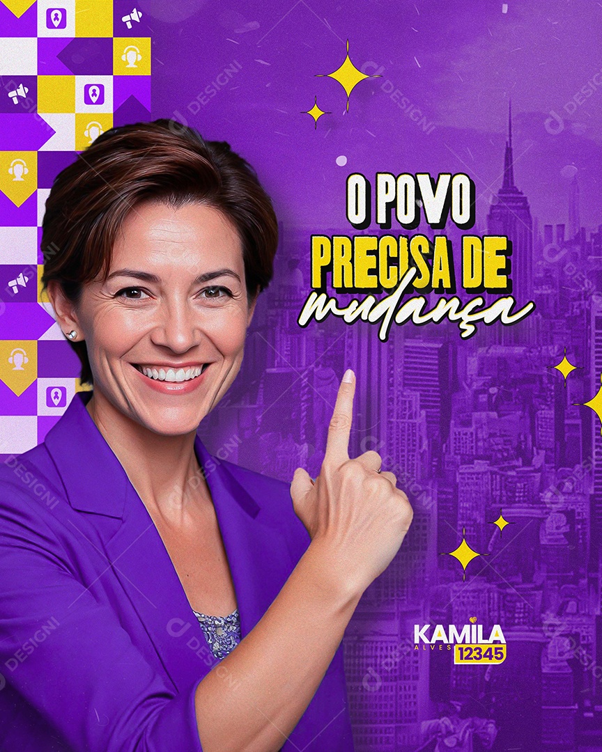 Política Prefeita Kamila Alves o Povo Precisa de Mudança Social Media PSD Editável