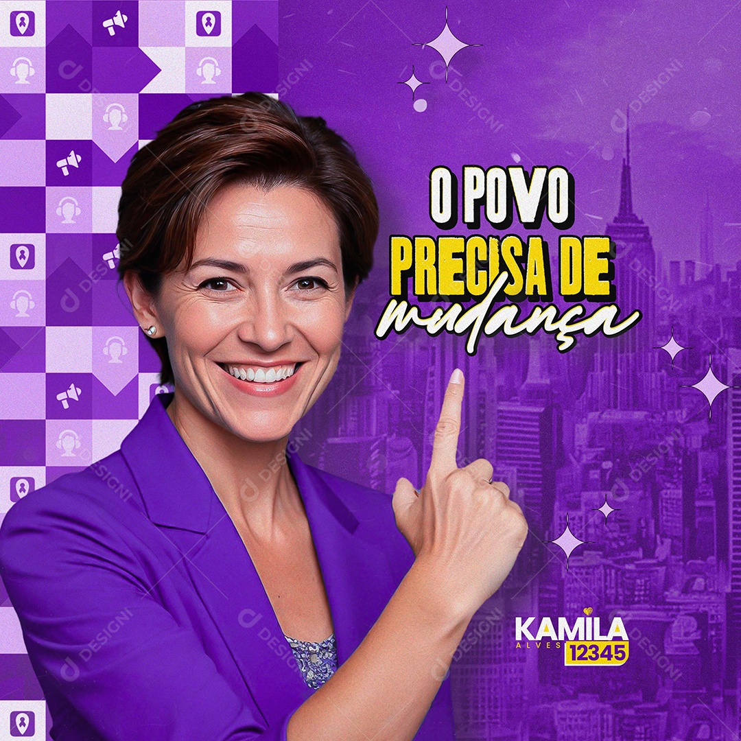 Feed Política Prefeita Kamila Alves o Povo Precisa de Mudança Social Media PSD Editável
