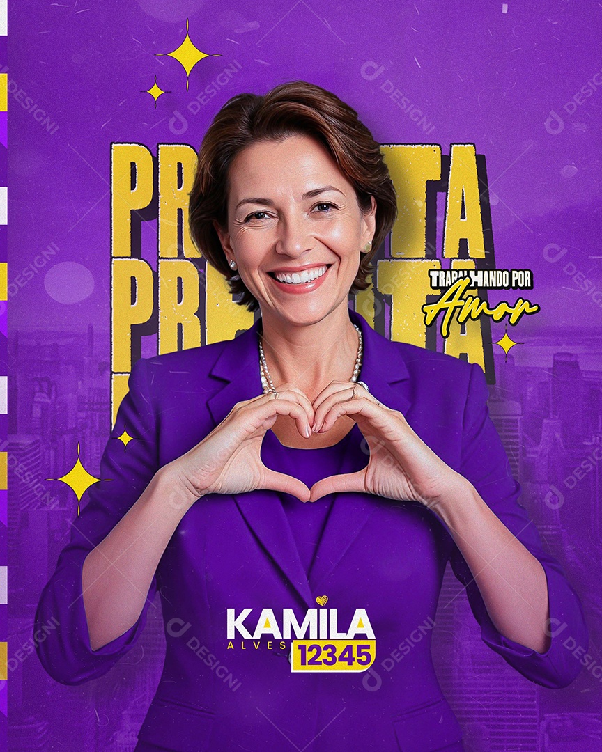 Política Prefeita Kamila Alves Trabalhando por Amor Social Media PSD Editável