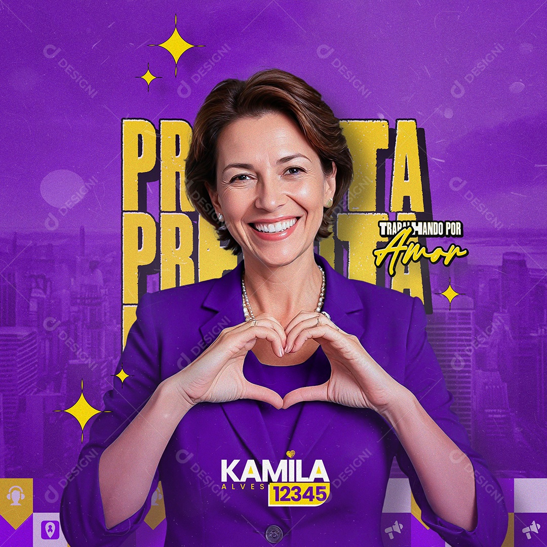 Feed Política Prefeita Kamila Alves Trabalhando por Amor Social Media PSD Editável
