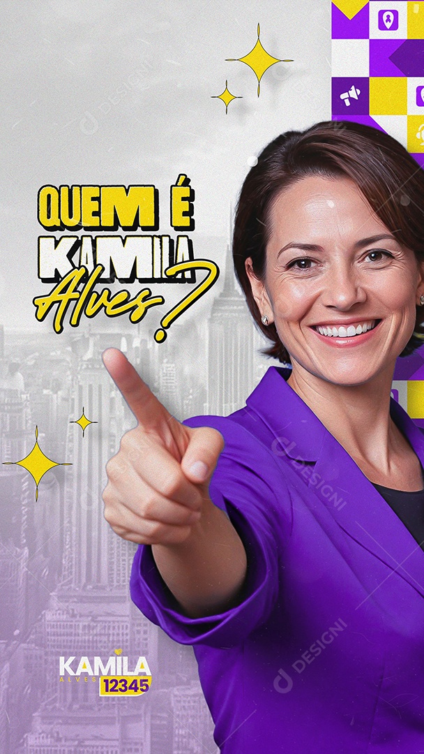 Story Política Quem é Kamila Alves Social Media PSD Editável