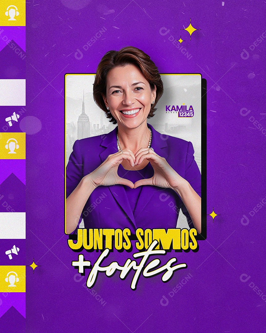 Política Prefeita Kamila Alves Juntos Somos mais Forte Social Media PSD Editável