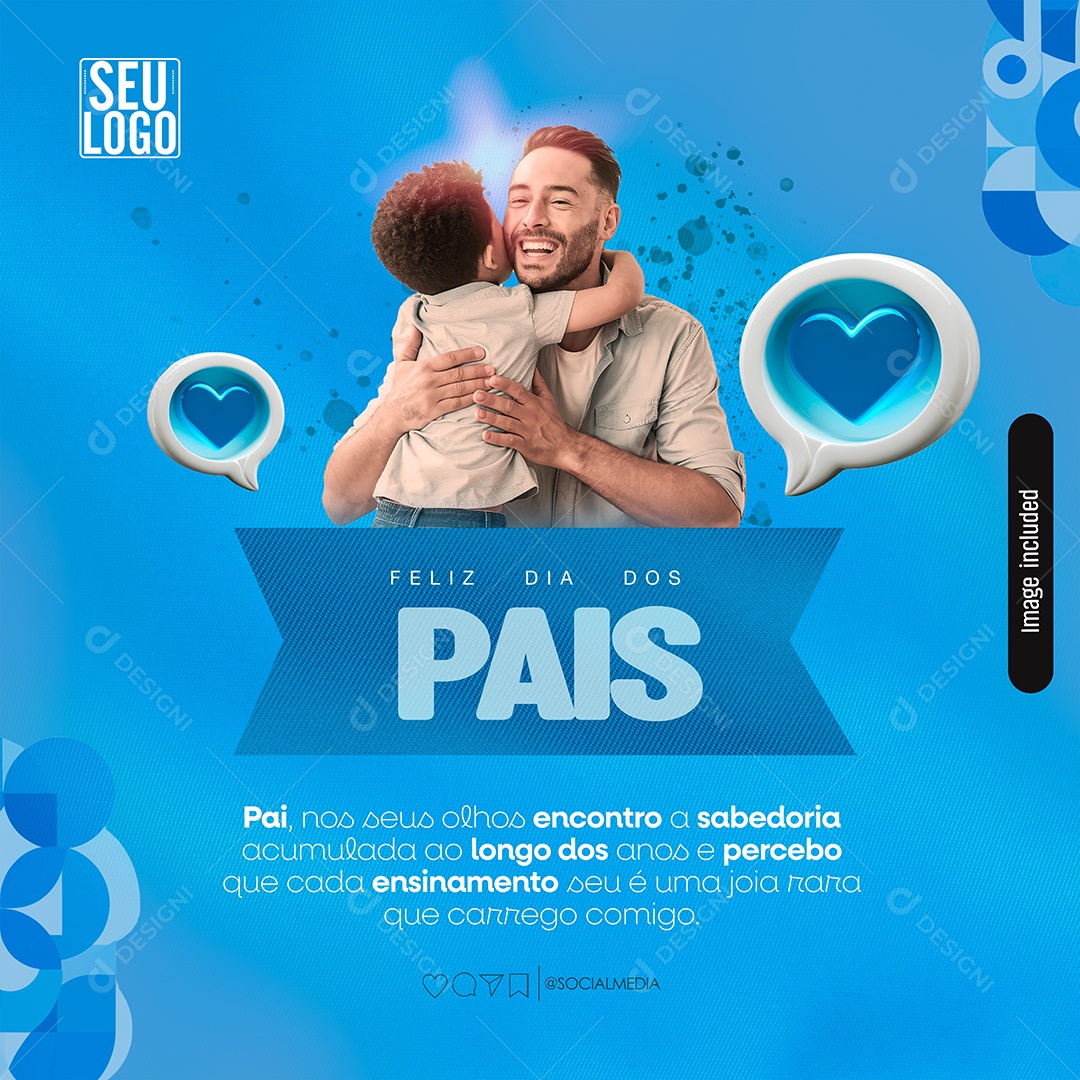 Dia Dos Pais 11 de Agosto Pai nos seus Olhos Encontro a Sabedoria Social Media PSD Editável