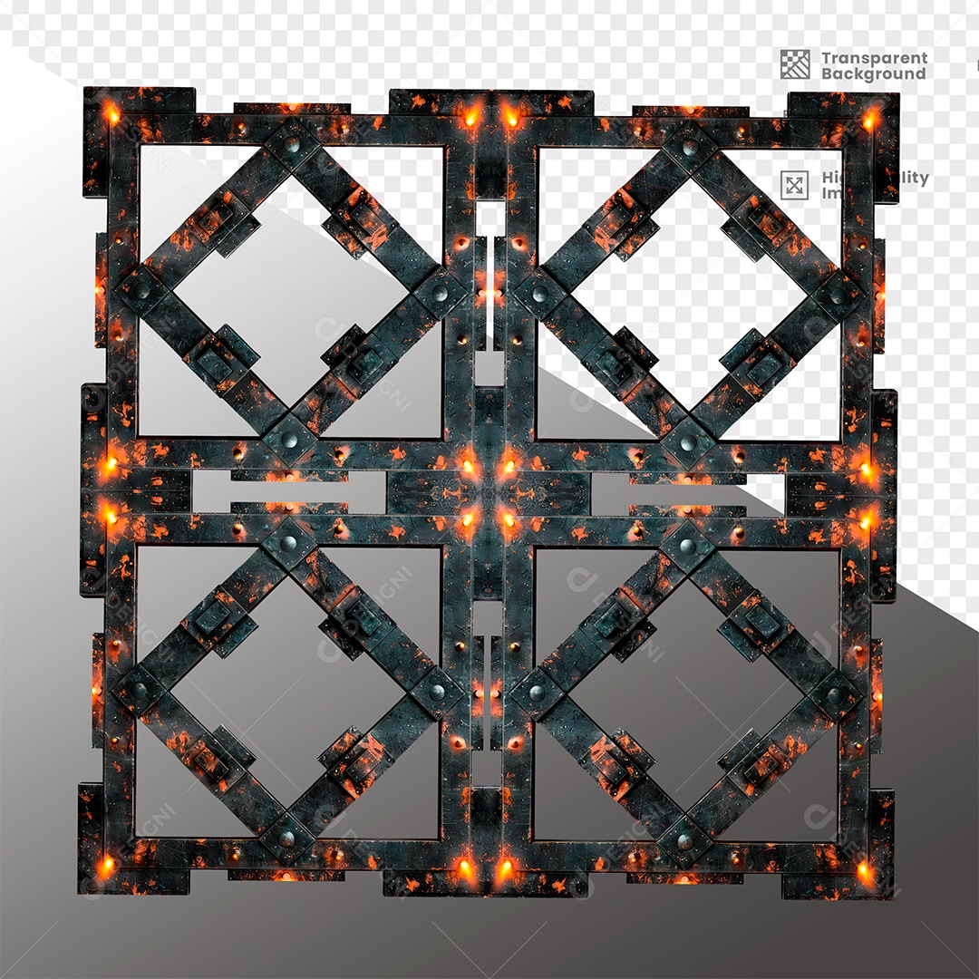 Elemento 3D de Metal com Luz  para Composição PSD