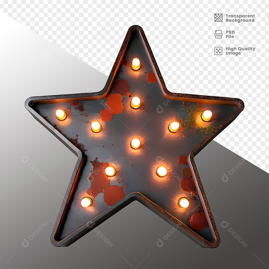 Elemento 3D de Metal com Luz  para Composição PSD