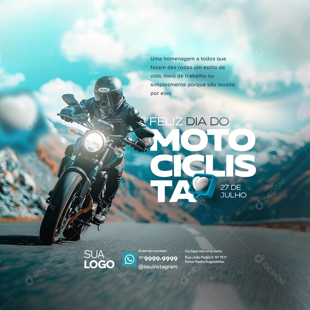 Dia do Motociclista 27 de Julho Social Media PSD Editável