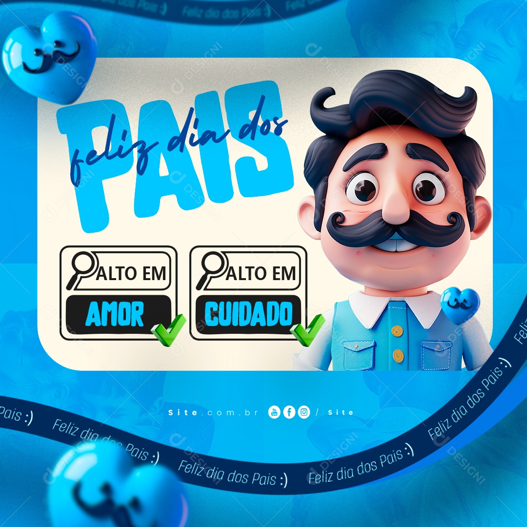 Dia Dos Pais 11 de Agosto Alto em Amor Social Media PSD Editável
