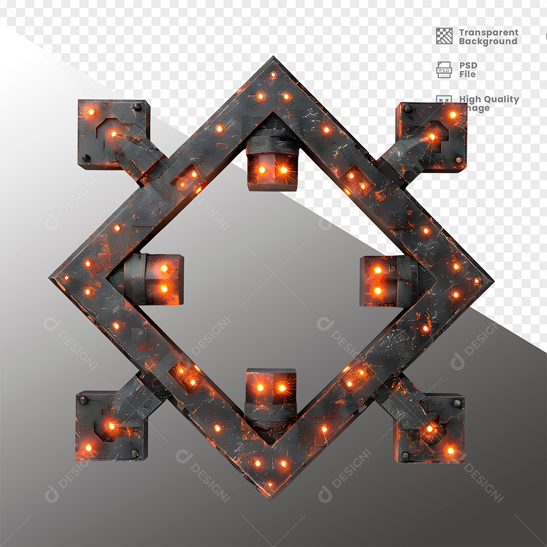 Elemento 3D de Metal com Luz  para Composição PSD
