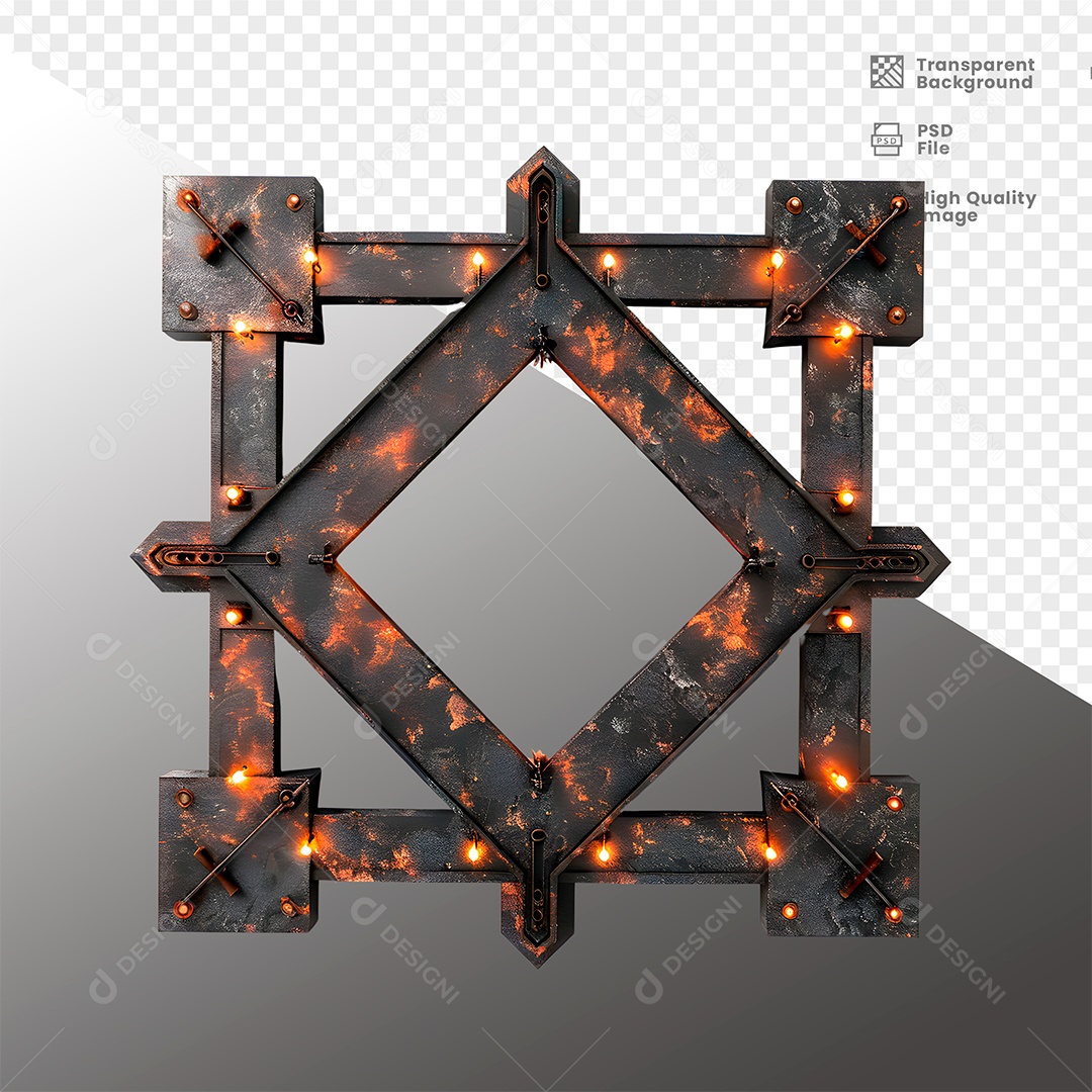 Elemento 3D de Metal com Luz  para Composição PSD
