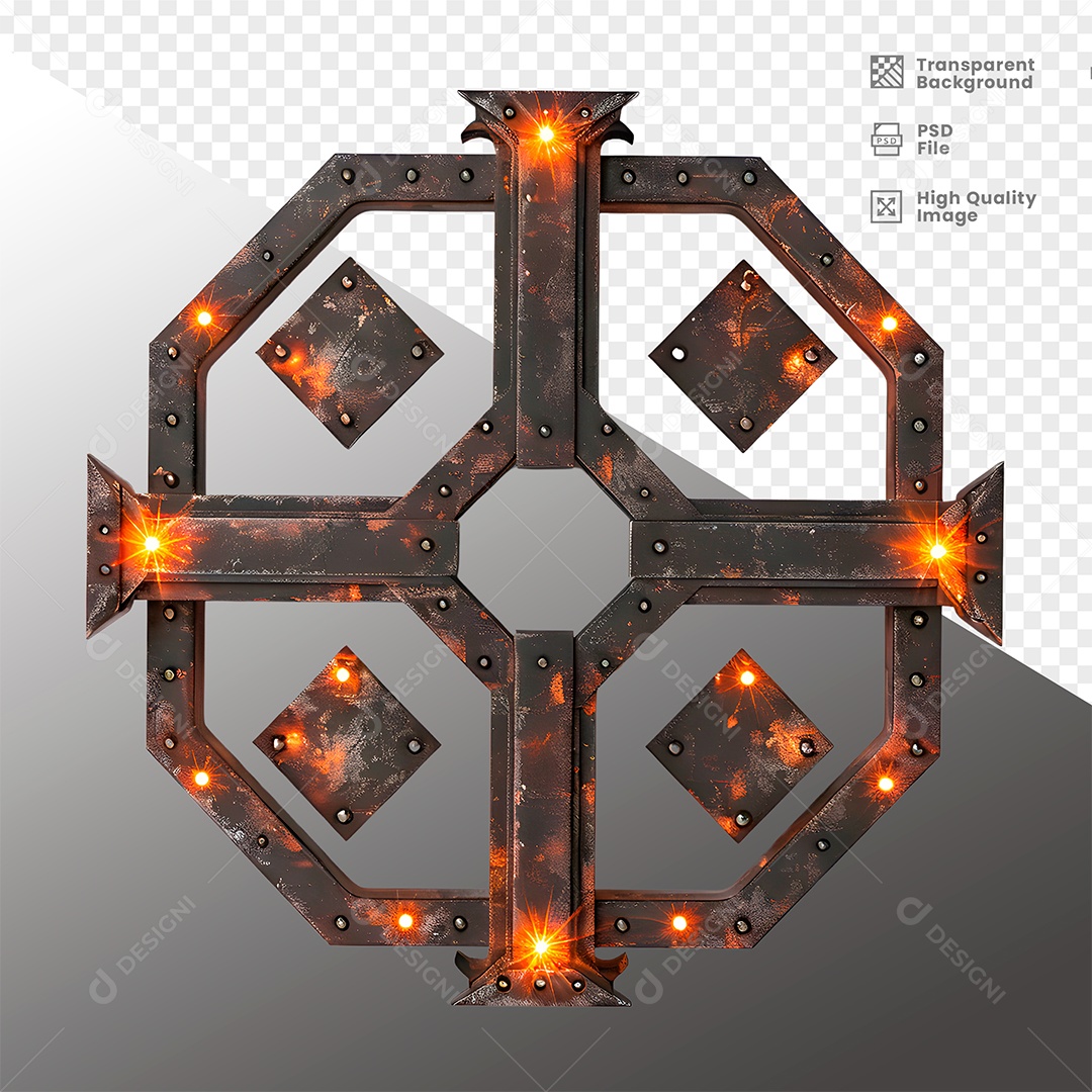 Elemento 3D de Metal com Luz  para Composição PSD