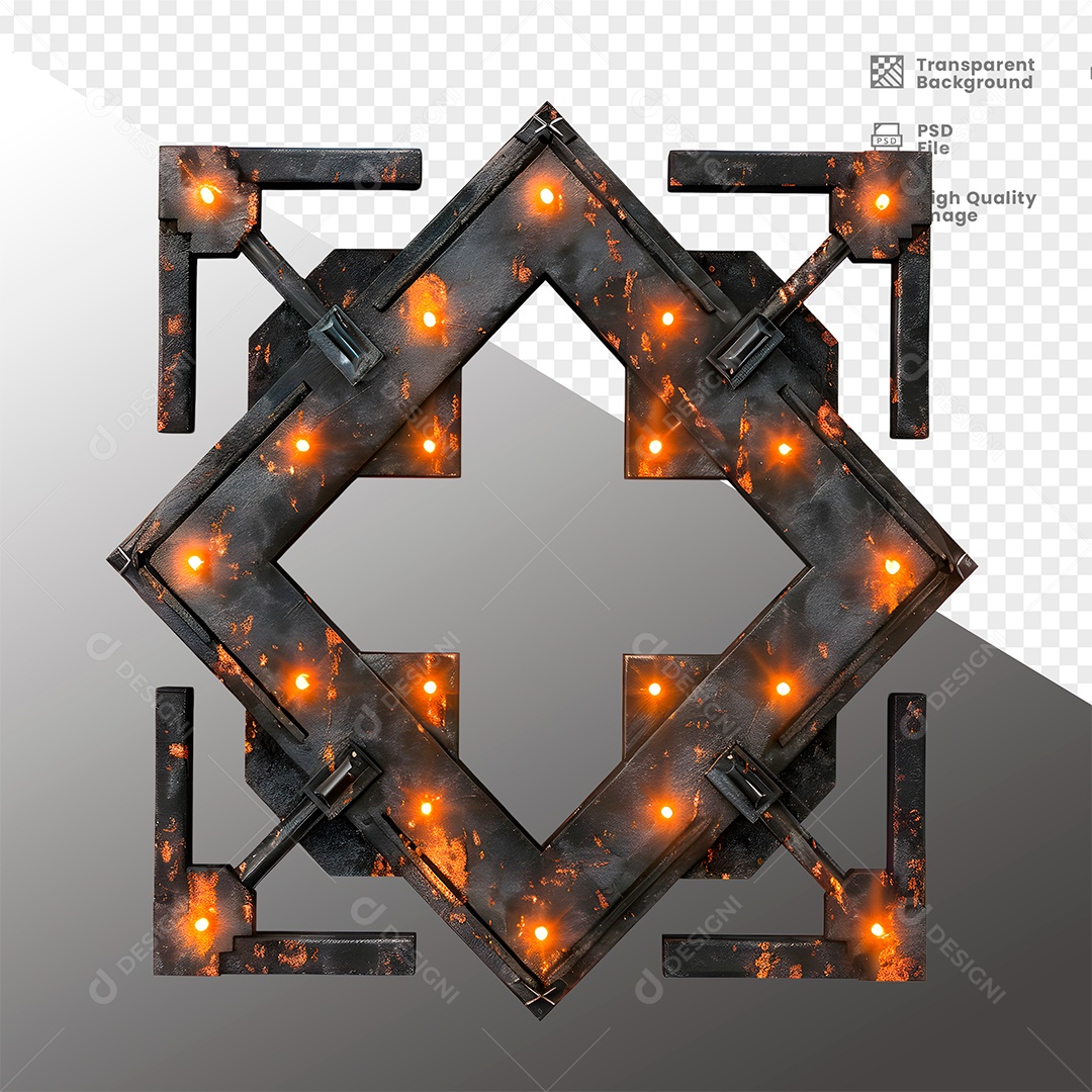 Elemento 3D de Metal com Luz  para Composição PSD