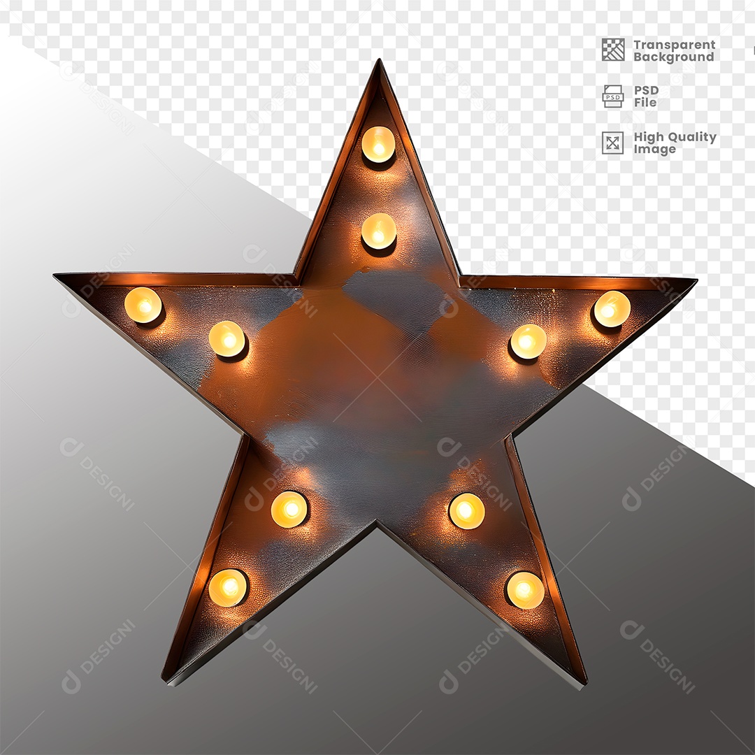 Elemento 3D de Metal com Luz  para Composição PSD