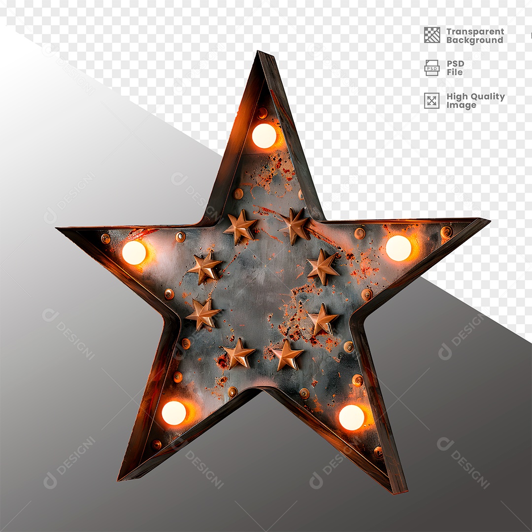 Elemento 3D de Metal com Luz  para Composição PSD