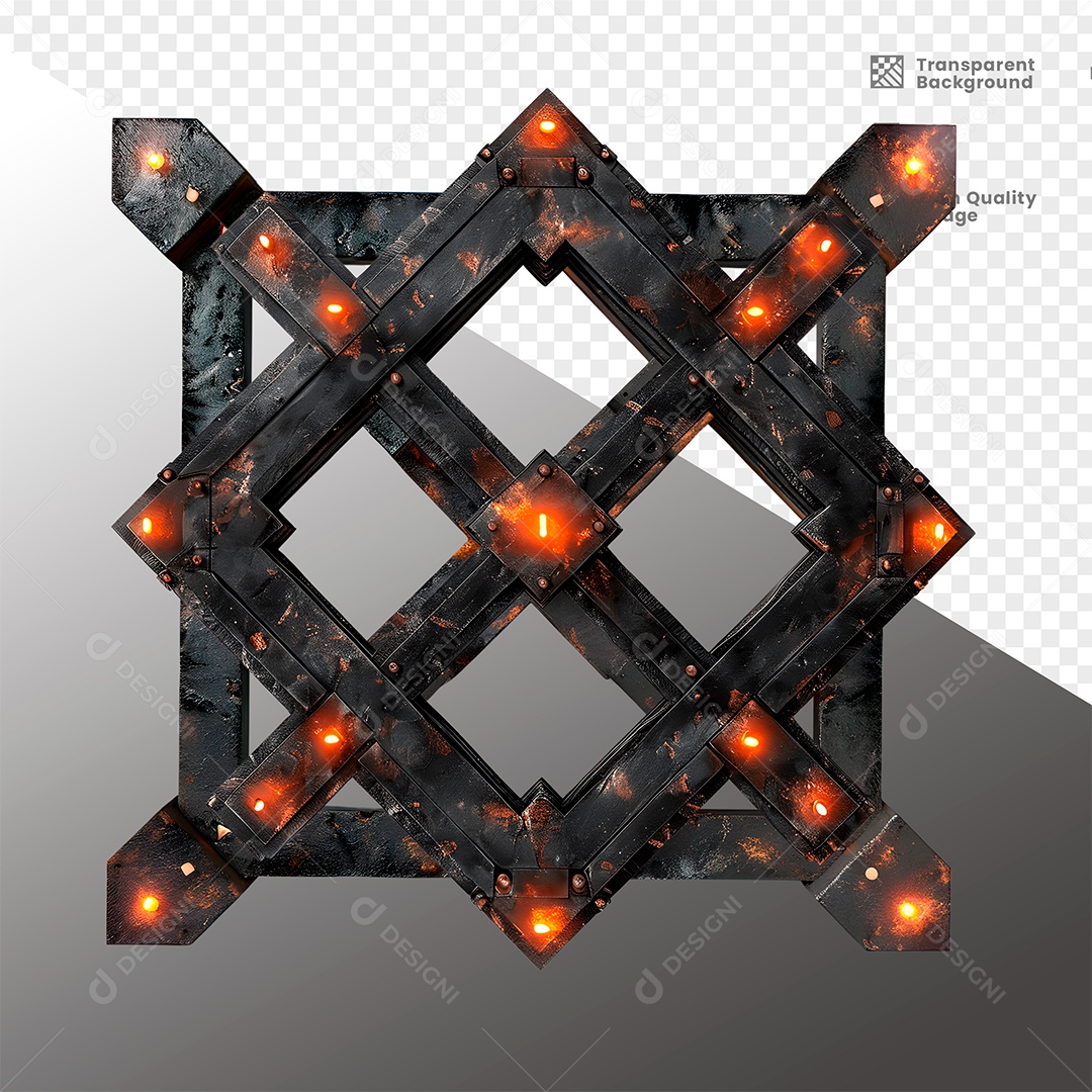 Elemento 3D de Metal com Luz  para Composição PSD