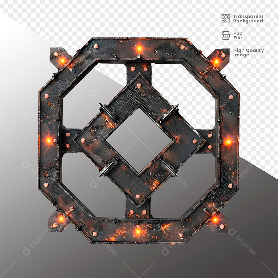 Elemento 3D de Metal com Luz  para Composição PSD