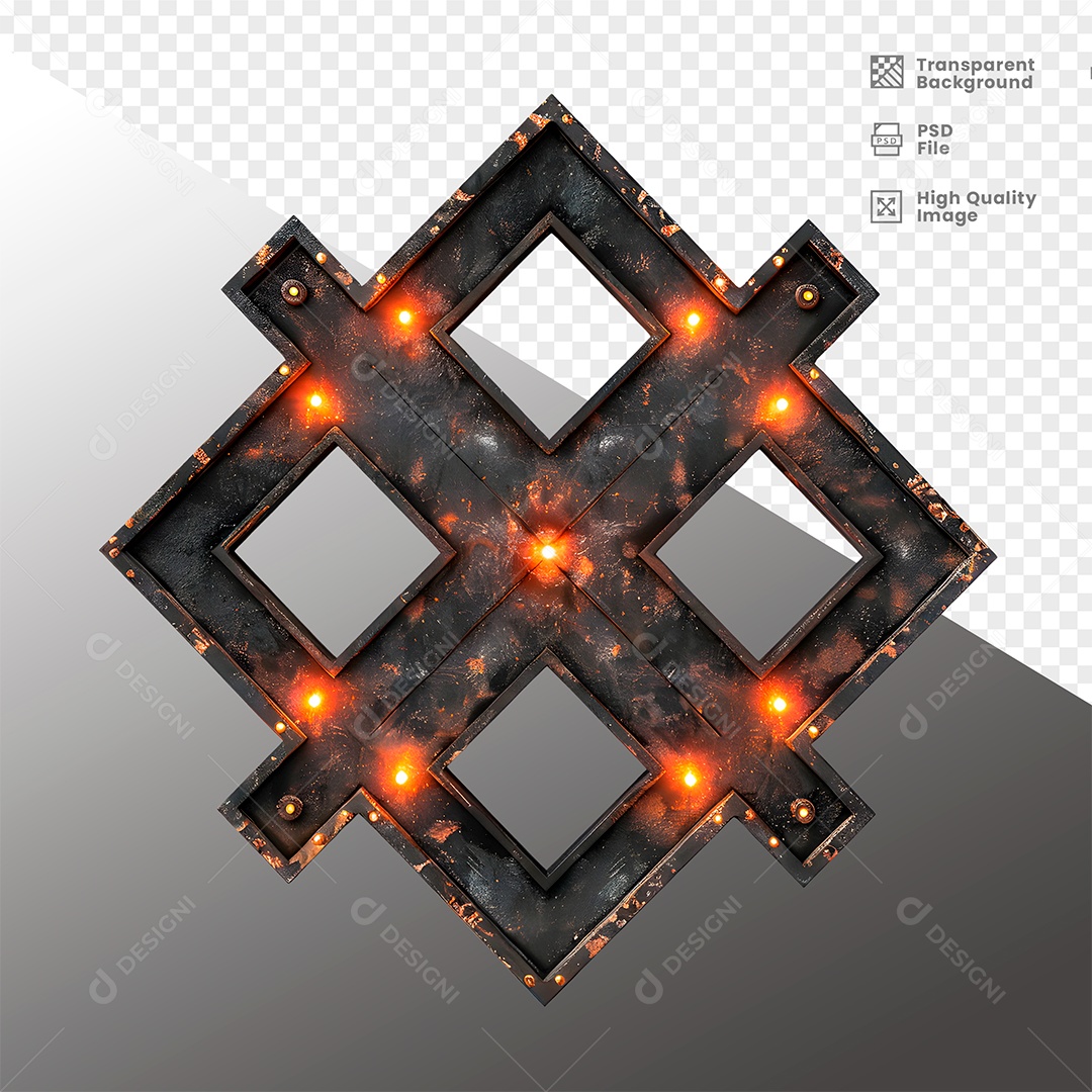 Elemento 3D de Metal com Luz  para Composição PSD