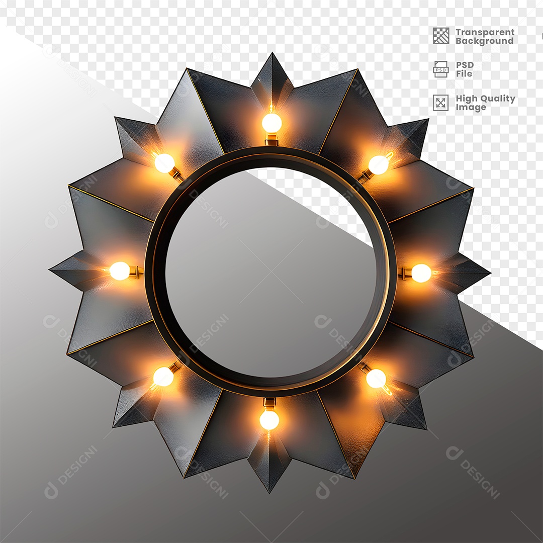 Elemento 3D de Metal com Luz  para Composição PSD