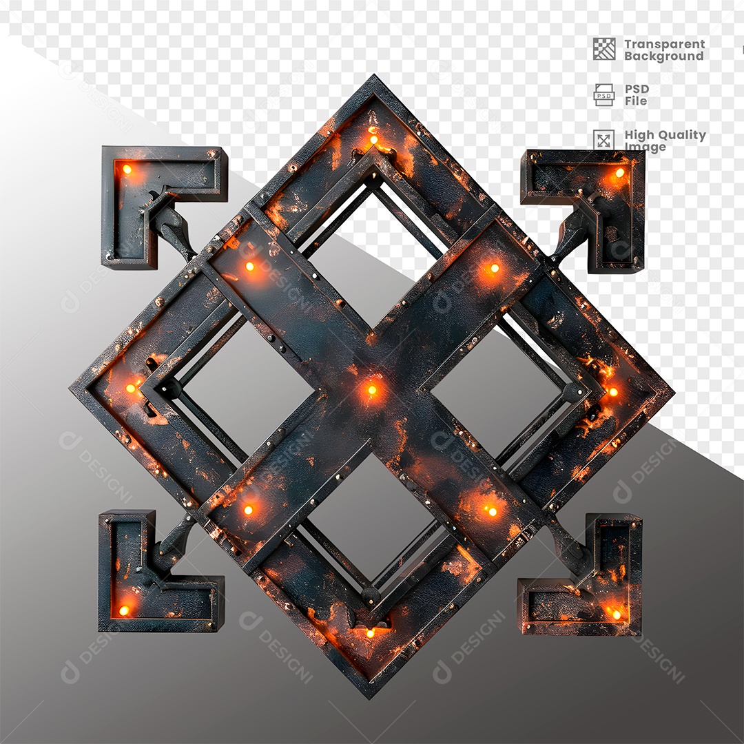 Elemento 3D de Metal com Luz  para Composição PSD