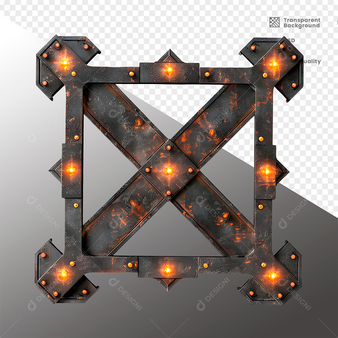 Elemento 3D de Metal com Luz  para Composição PSD