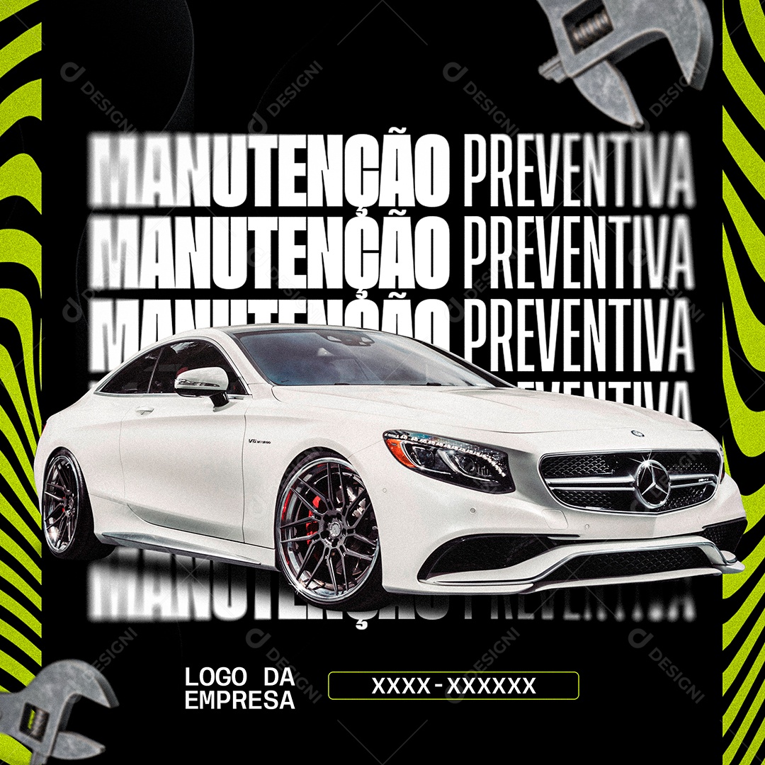 Oficina Mecânica Manutenção Preventiva Social Media PSD Editável