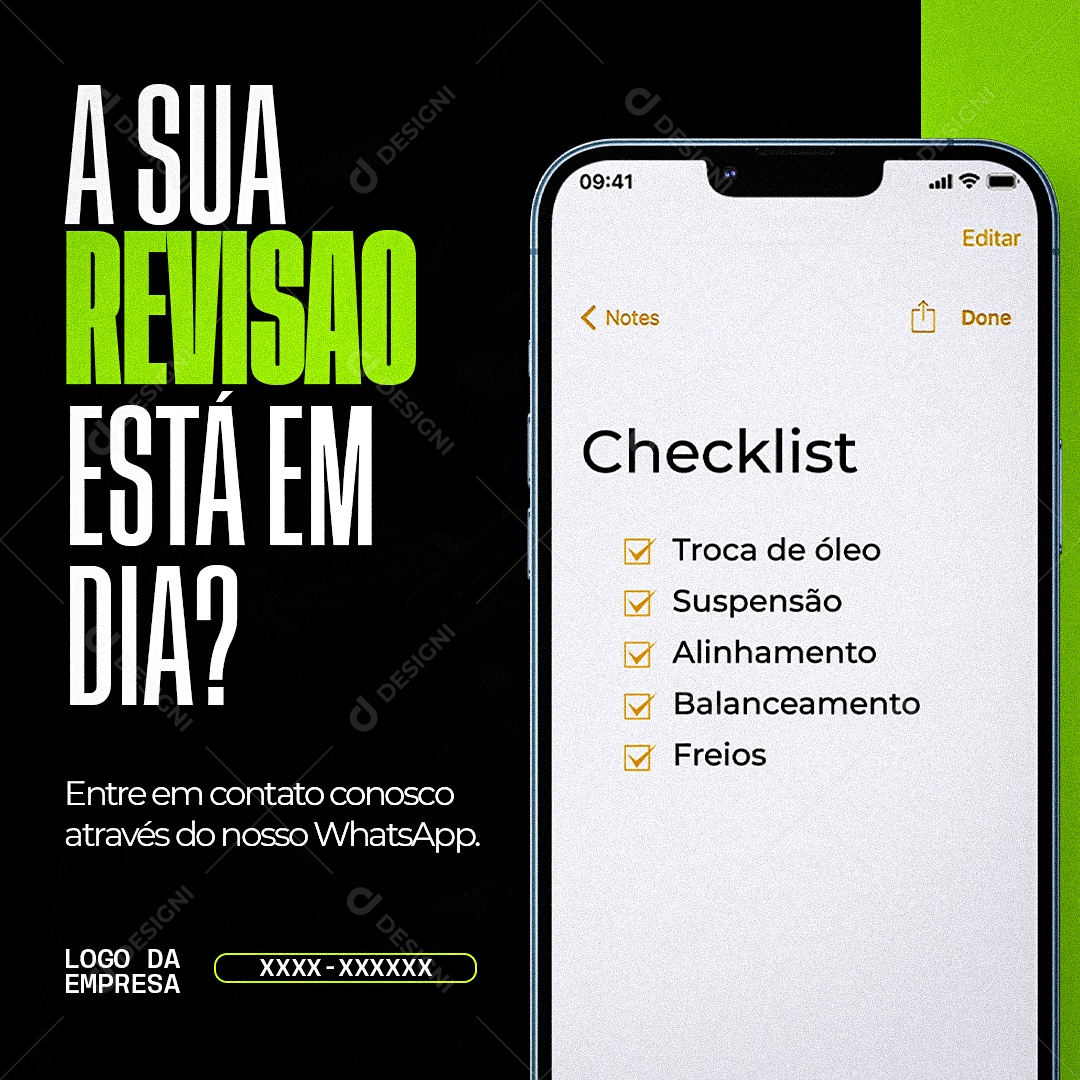 Oficina Mecânica Revisão Em Dia Social Media PSD Editável