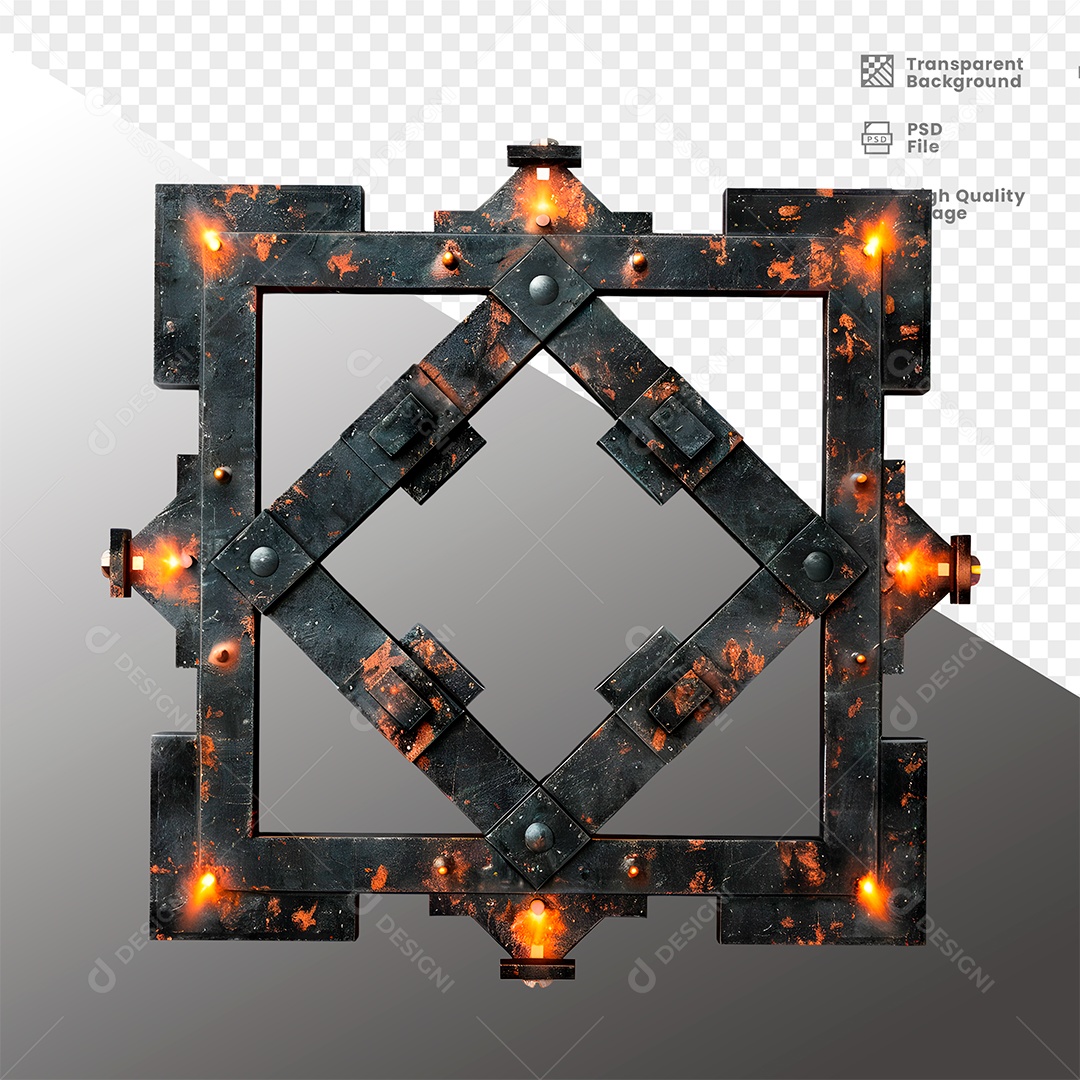Painel de Metal com Luz Elemento 3D para Composição PSD