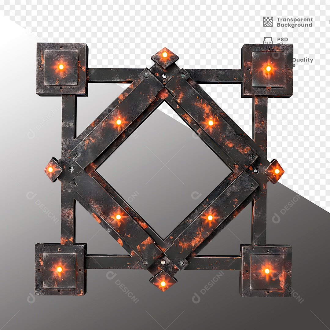 Painel de Metal com Luz Elemento 3D para Composição PSD