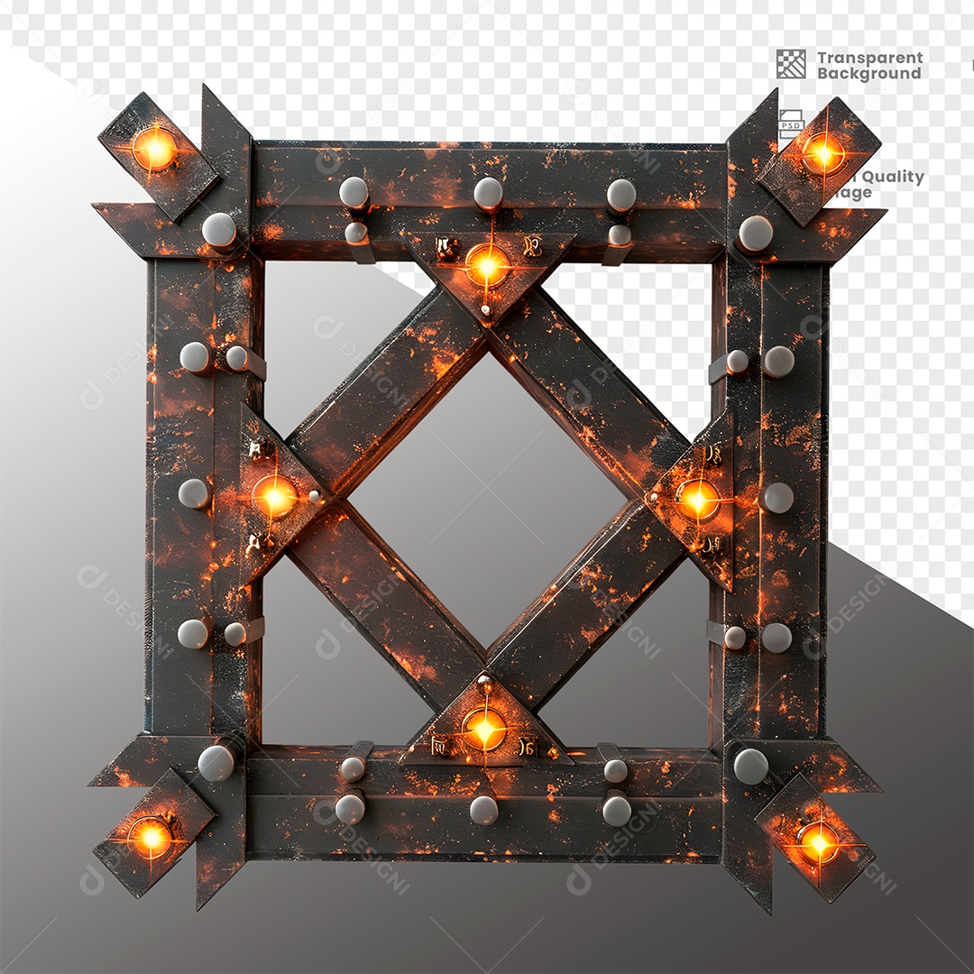 Painel de Metal com Luz Elemento 3D para Composição PSD