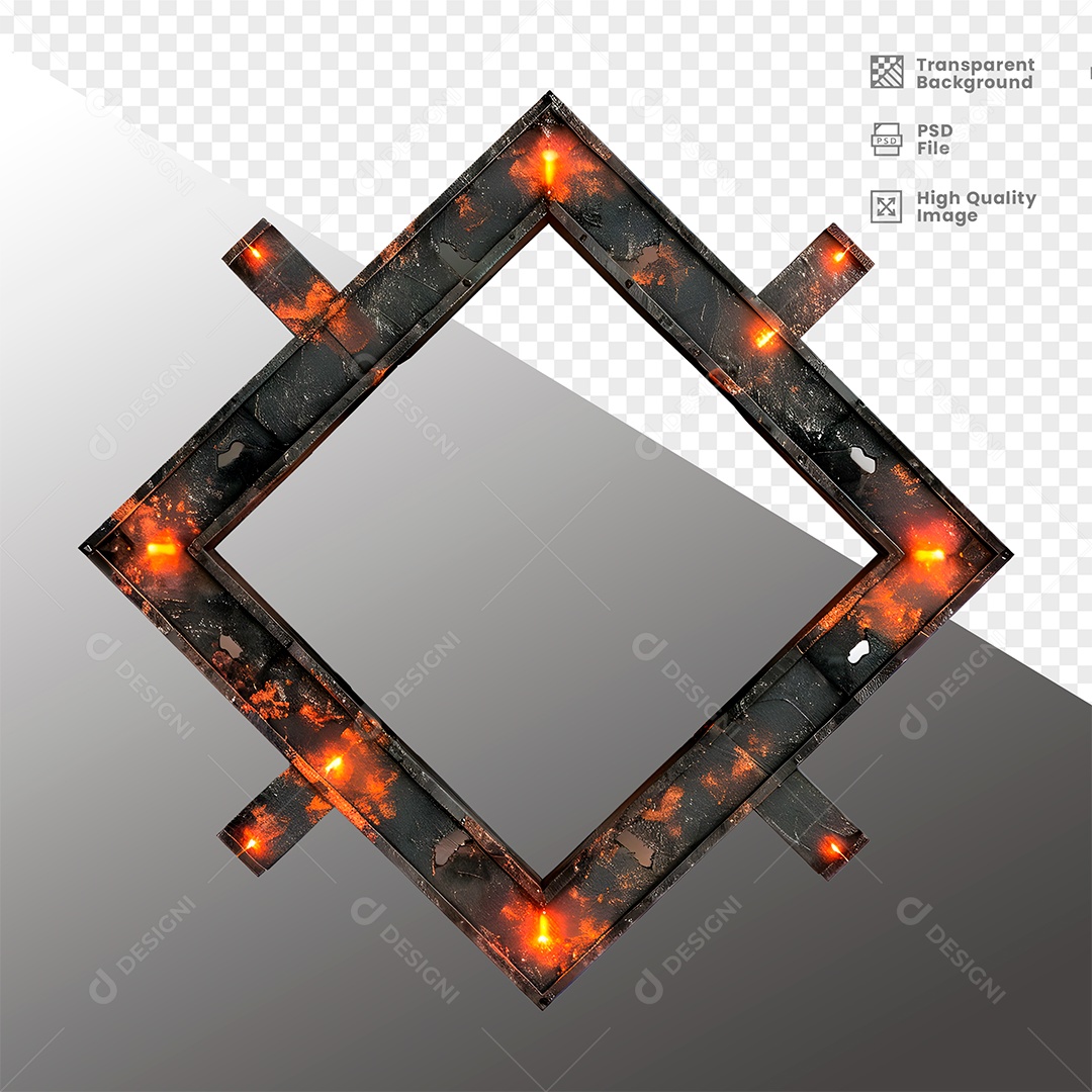 Painel de Metal com Luz Elemento 3D para Composição PSD