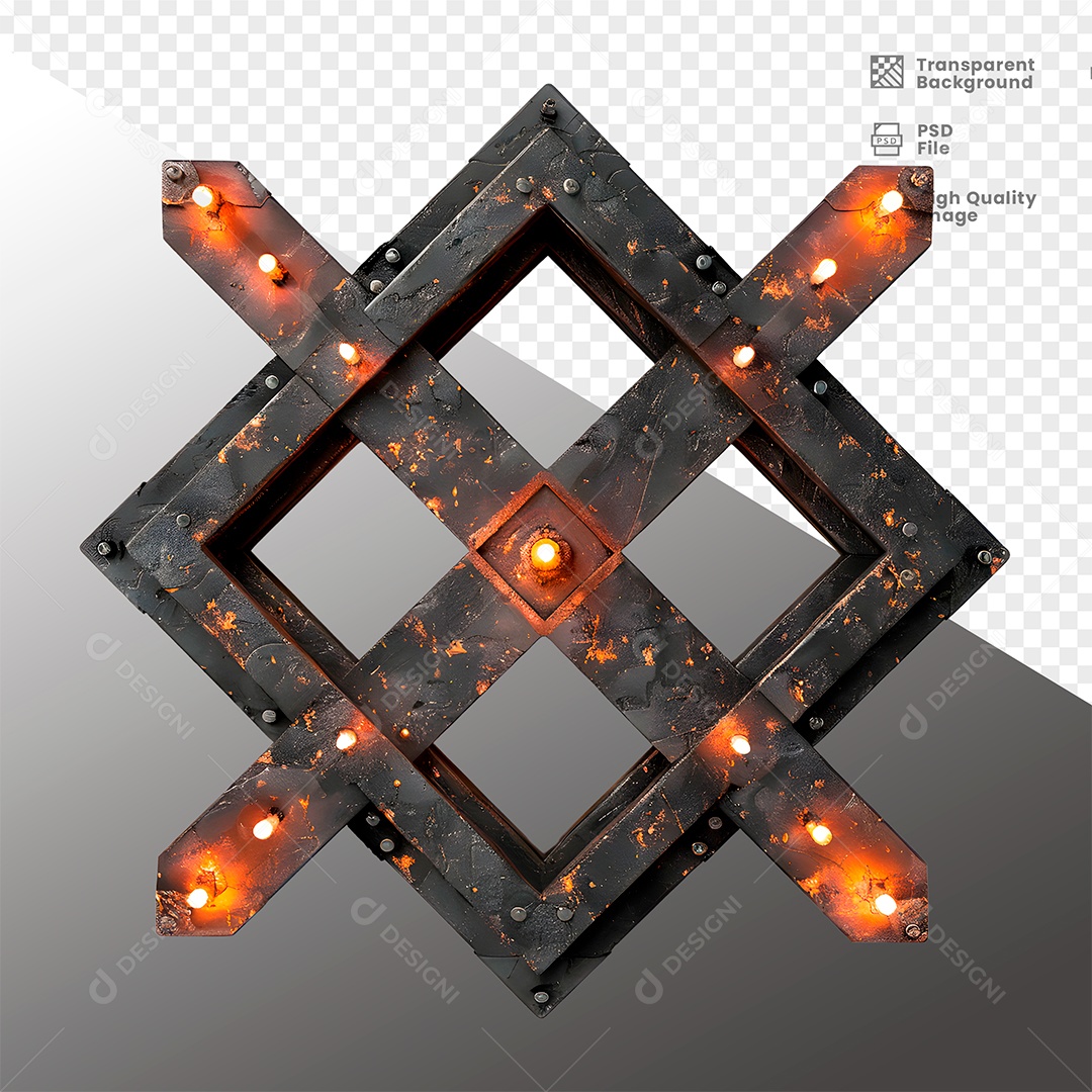 Painel de Metal com Luz Elemento 3D para Composição PSD