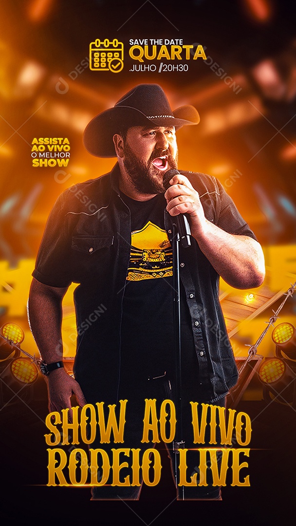 Story Flyer Show ao Vivo Rodeio Live Social Media PSD Editável