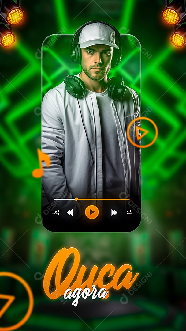 Story Social Media Flyer Ouça Agora PSD Editável