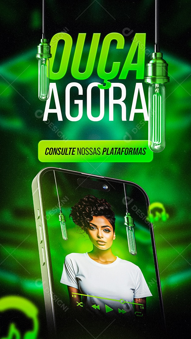 Story Flyer Ouça Agora Social Media PSD Editável