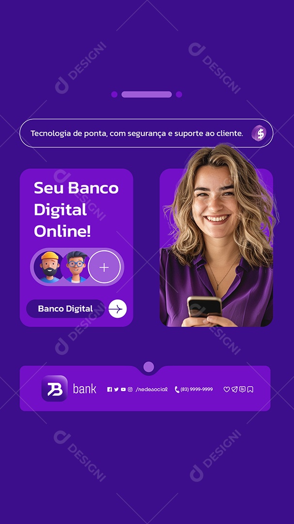 Story Seu Banco Digital Online Tecnologia de Ponta Social Media PSD Editável