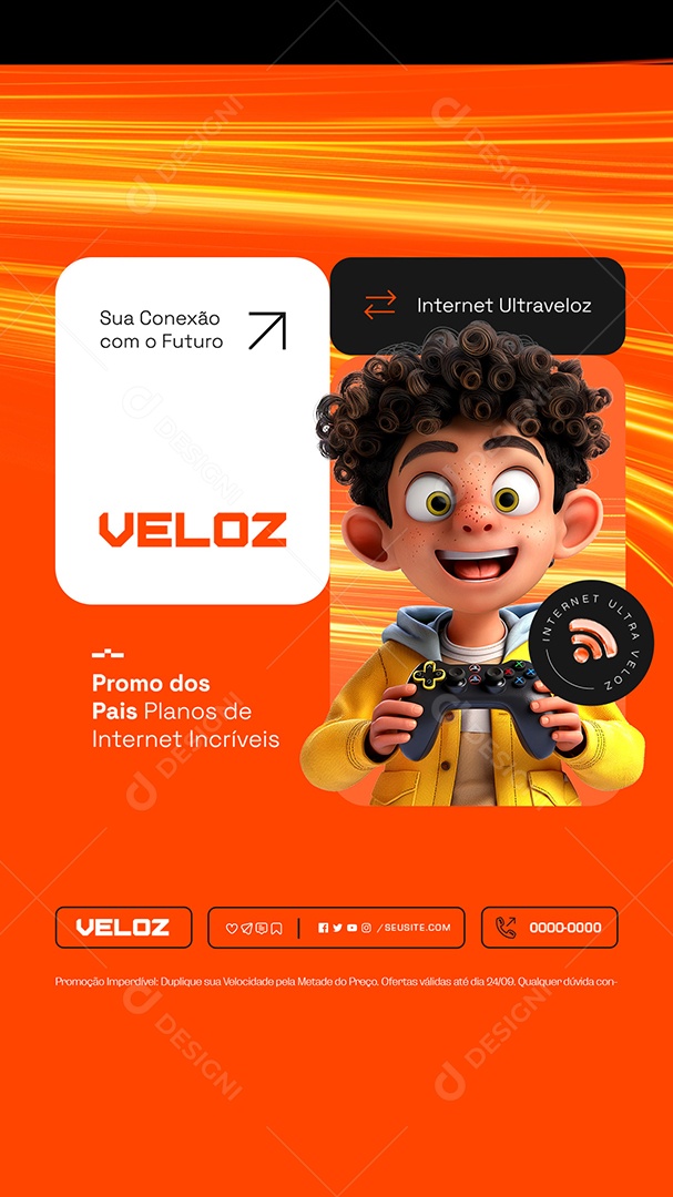 Story Internet Ultraveloz sua Conexão com o Futuro Social Media PSD Editável