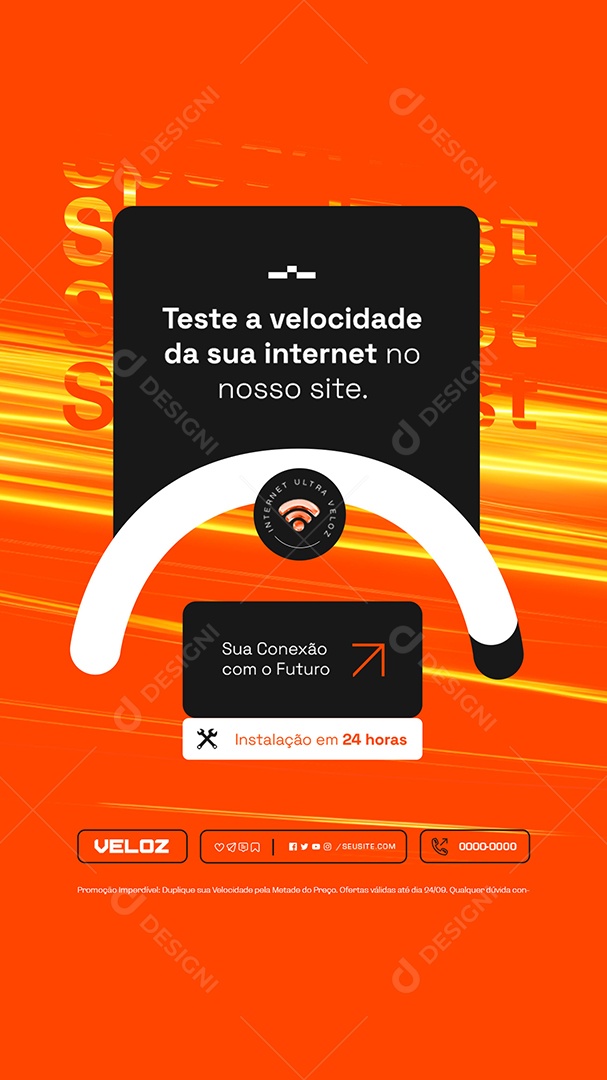 Story Testea Velocidade da sua Internet no nosso Site Social Media PSD Editável