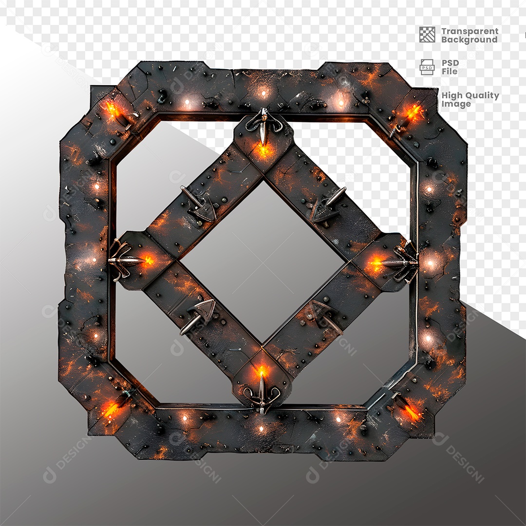 Painel de Metal com Luz Elemento 3D para Composição PSD